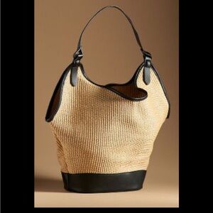 Anthropologie Angular Bucket Tote (straw and leather) SOLD OUT